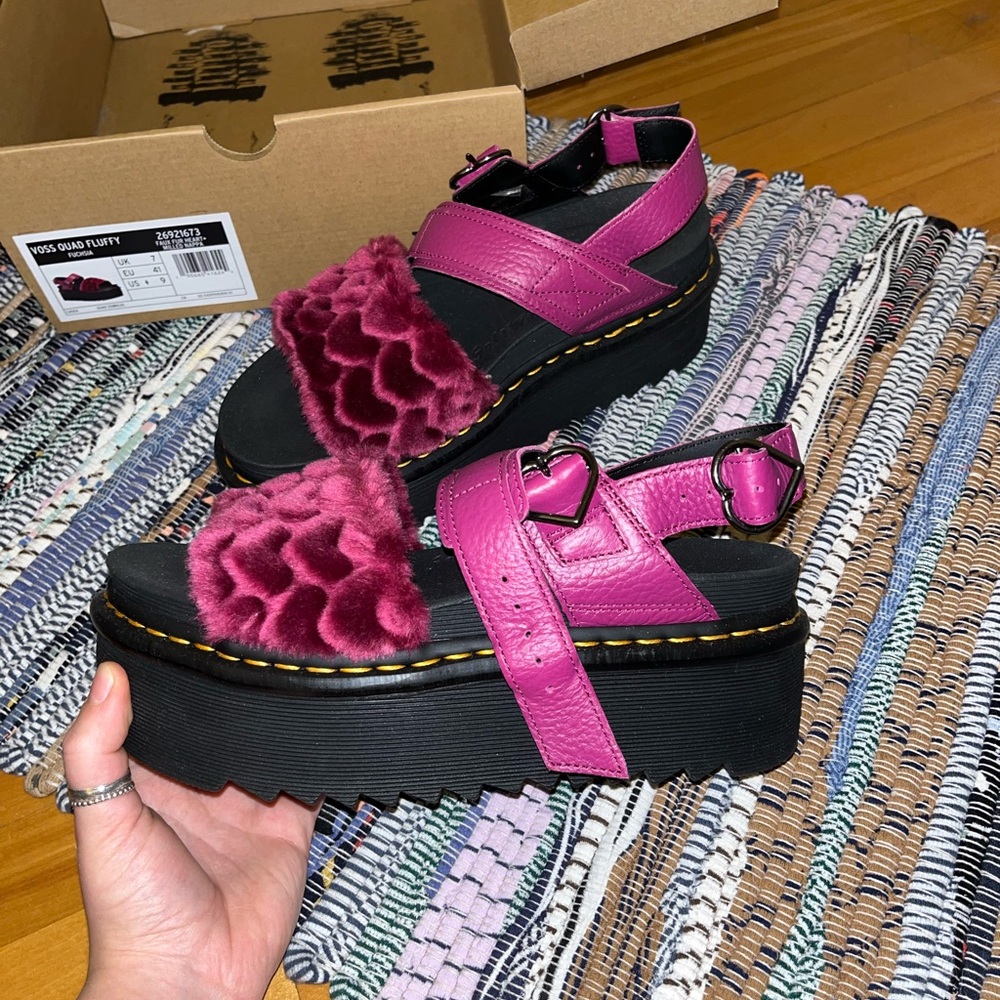 Fuzzy Pink Platform Sandals